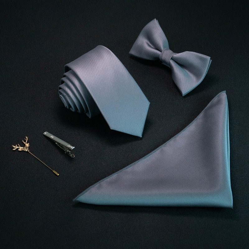 JEMYGINS New Solid Color 6cm Silk Men Tie Set Jacquard Woven Necktie Bowtie Handkerchief pin Suit Red Green For Business Wedding - Image 12