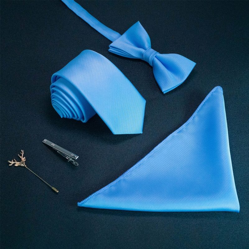 JEMYGINS New Solid Color 6cm Silk Men Tie Set Jacquard Woven Necktie Bowtie Handkerchief pin Suit Red Green For Business Wedding - Image 13