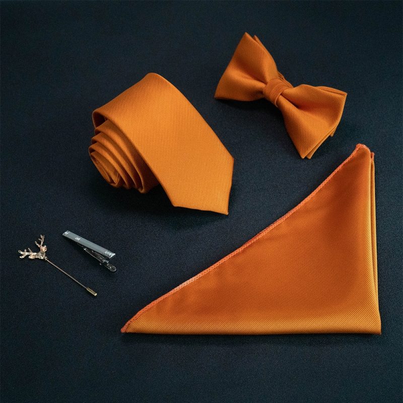 JEMYGINS New Solid Color 6cm Silk Men Tie Set Jacquard Woven Necktie Bowtie Handkerchief pin Suit Red Green For Business Wedding - Image 16