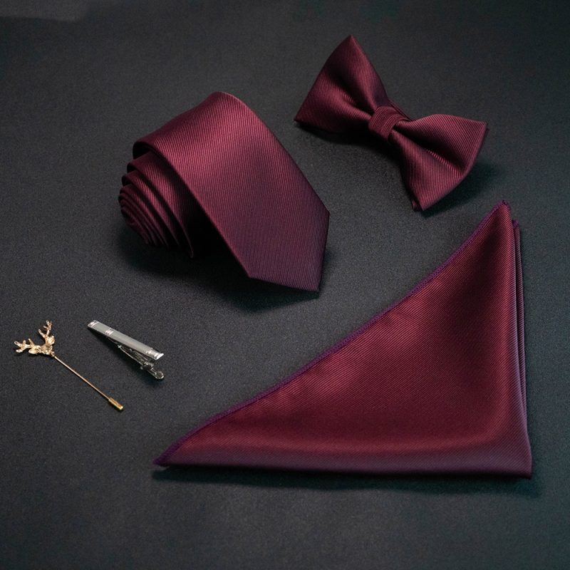 JEMYGINS New Solid Color 6cm Silk Men Tie Set Jacquard Woven Necktie Bowtie Handkerchief pin Suit Red Green For Business Wedding - Image 20