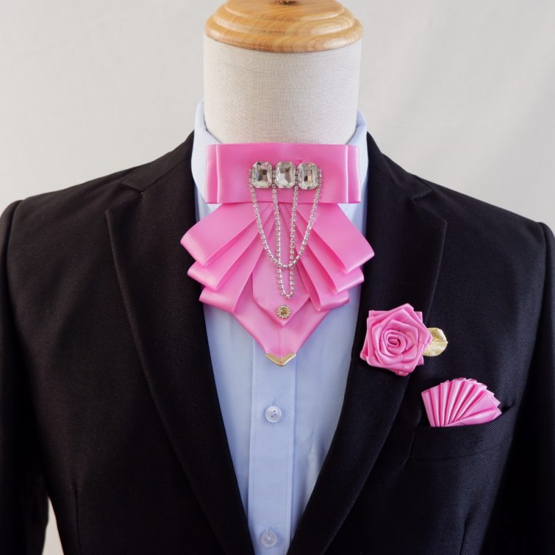 Original Fashion Tassel Rhinestone Bow Tie British Business Banquet Dress Collar Flowers Men's Wedding Bow-tie Brooch 3 Pcs Set - Image 10