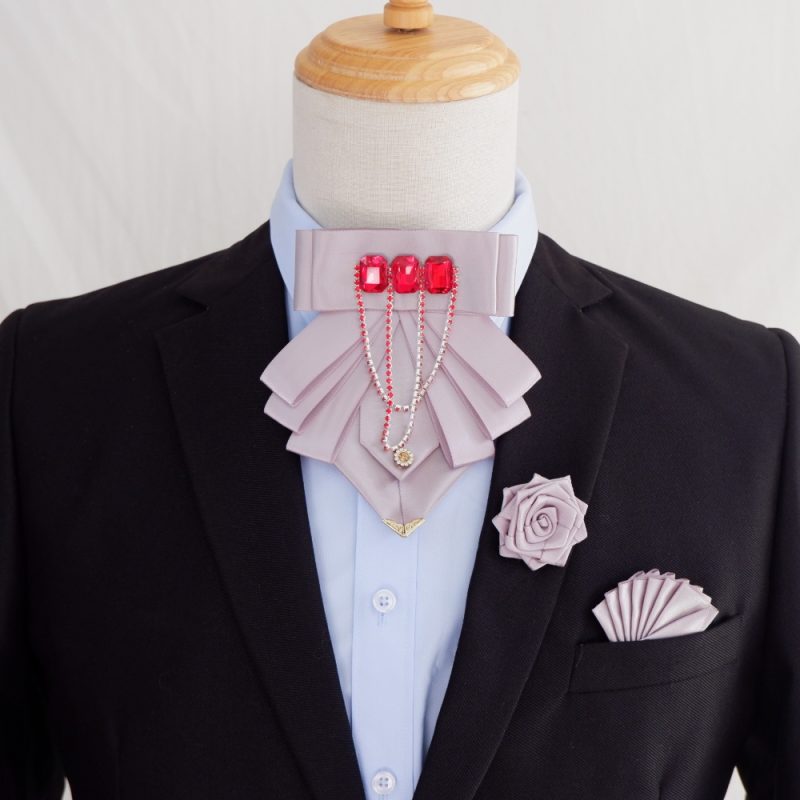 Original Fashion Tassel Rhinestone Bow Tie British Business Banquet Dress Collar Flowers Men's Wedding Bow-tie Brooch 3 Pcs Set - Image 12
