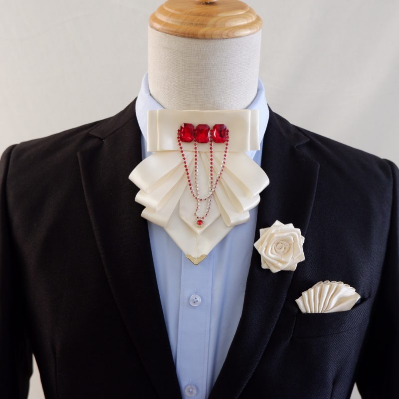 Original Fashion Tassel Rhinestone Bow Tie British Business Banquet Dress Collar Flowers Men's Wedding Bow-tie Brooch 3 Pcs Set - Image 13