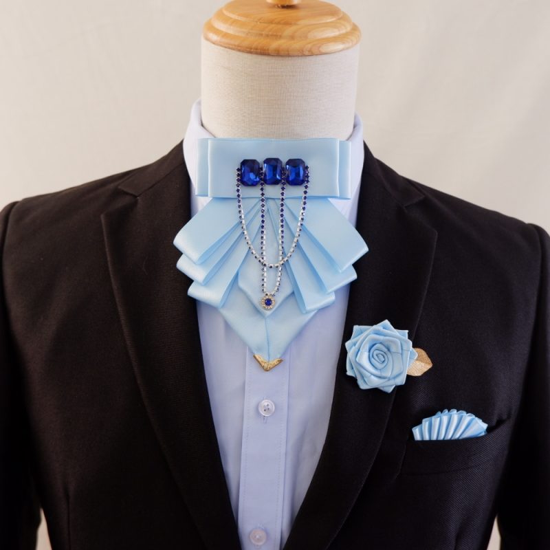 Original Fashion Tassel Rhinestone Bow Tie British Business Banquet Dress Collar Flowers Men's Wedding Bow-tie Brooch 3 Pcs Set - Image 14