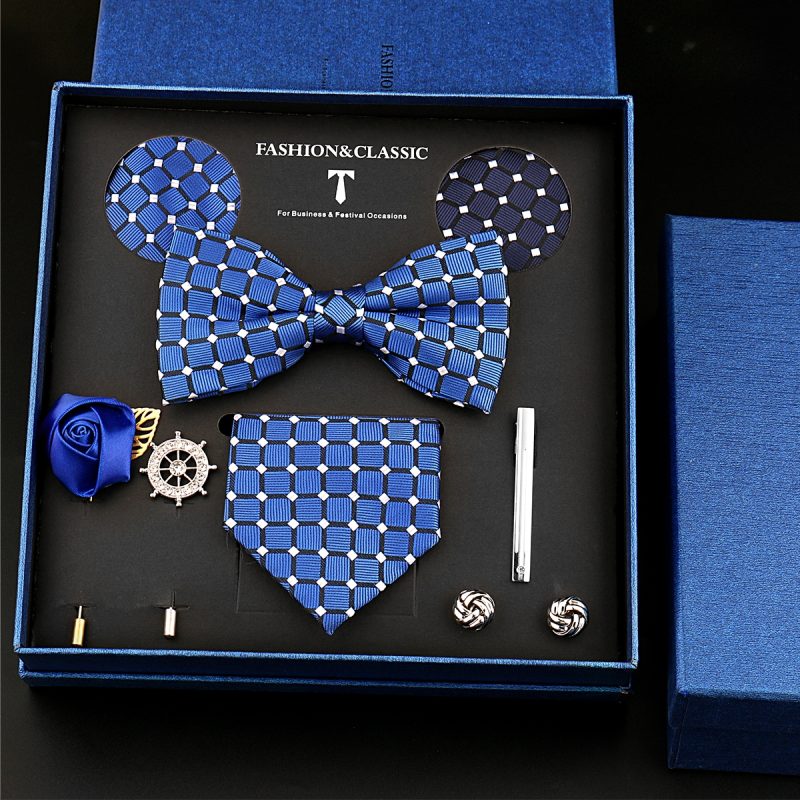 Fashion Tie Set Box 55 Style Luxury Neckties Brooch Tieclip Bow Ties For Men 8 Pcs Set Gifts Wedding Business Suit Accessories - Image 2