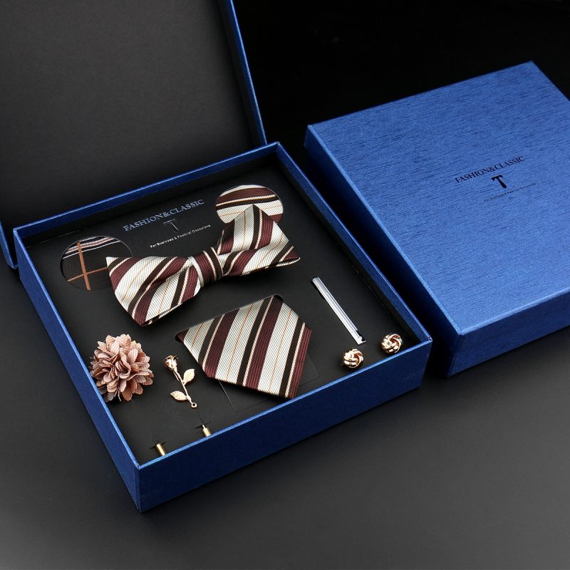 Fashion Tie Set Box 55 Style Luxury Neckties Brooch Tieclip Bow Ties For Men 8 Pcs Set Gifts Wedding Business Suit Accessories - Image 4