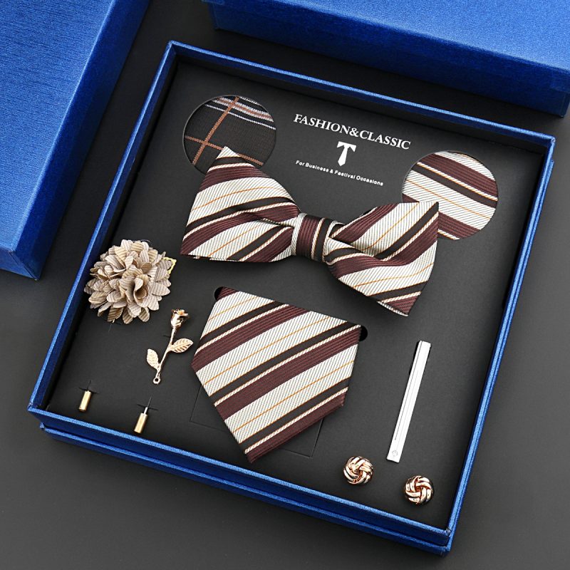 Fashion Tie Set Box 55 Style Luxury Neckties Brooch Tieclip Bow Ties For Men 8 Pcs Set Gifts Wedding Business Suit Accessories - Image 7