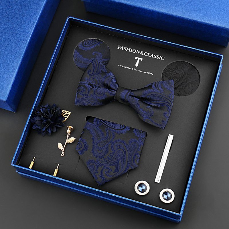 Fashion Tie Set Box 55 Style Luxury Neckties Brooch Tieclip Bow Ties For Men 8 Pcs Set Gifts Wedding Business Suit Accessories - Image 8