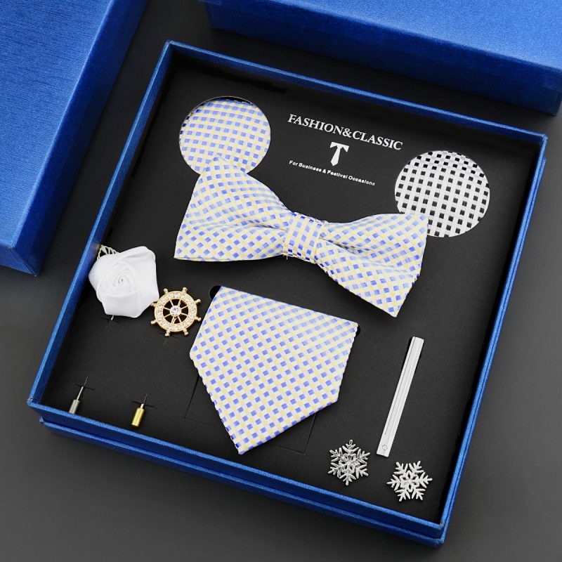 Fashion Tie Set Box 55 Style Luxury Neckties Brooch Tieclip Bow Ties For Men 8 Pcs Set Gifts Wedding Business Suit Accessories - Image 10