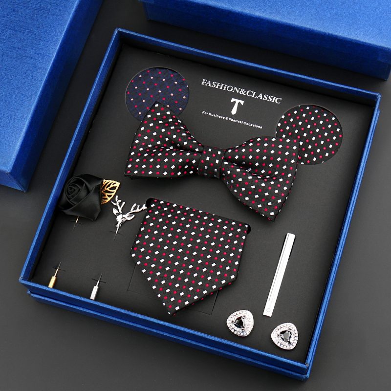 Fashion Tie Set Box 55 Style Luxury Neckties Brooch Tieclip Bow Ties For Men 8 Pcs Set Gifts Wedding Business Suit Accessories - Image 13