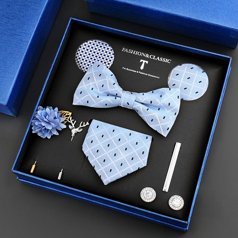 Fashion Tie Set Box 55 Style Luxury Neckties Brooch Tieclip Bow Ties For Men 8 Pcs Set Gifts Wedding Business Suit Accessories - Image 15