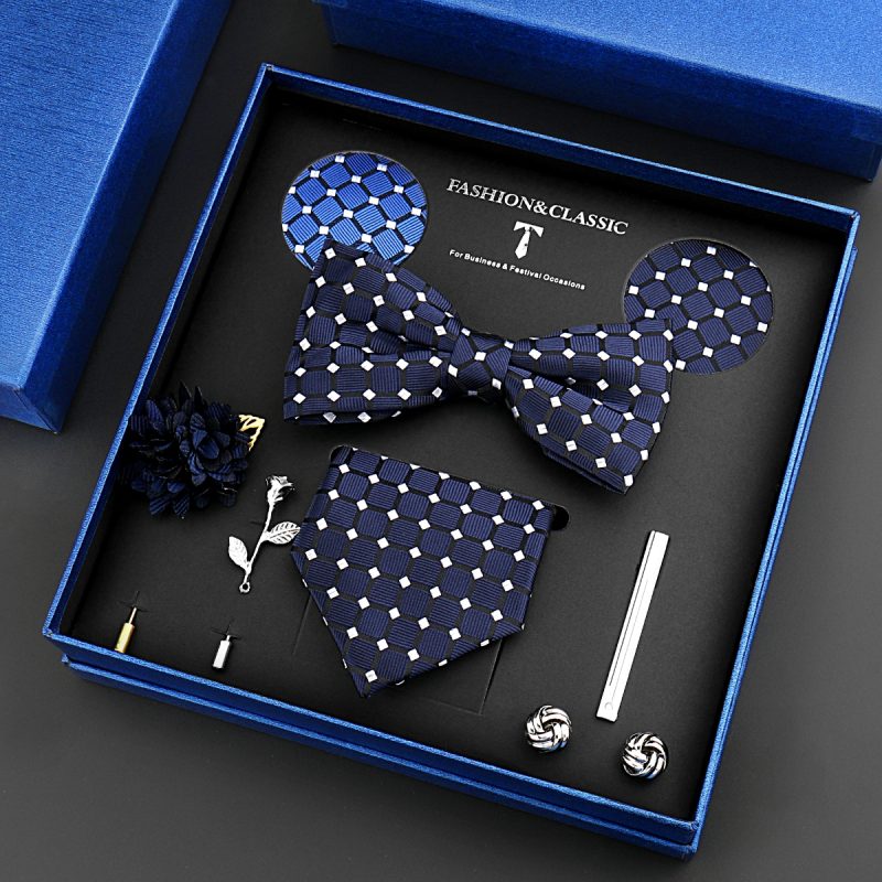 Fashion Tie Set Box 55 Style Luxury Neckties Brooch Tieclip Bow Ties For Men 8 Pcs Set Gifts Wedding Business Suit Accessories - Image 17