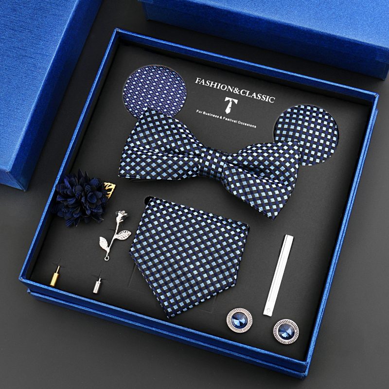 Fashion Tie Set Box 55 Style Luxury Neckties Brooch Tieclip Bow Ties For Men 8 Pcs Set Gifts Wedding Business Suit Accessories - Image 18
