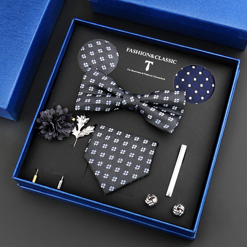 Fashion Tie Set Box 55 Style Luxury Neckties Brooch Tieclip Bow Ties For Men 8 Pcs Set Gifts Wedding Business Suit Accessories - Image 19