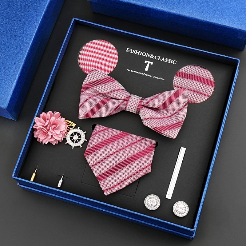 Fashion Tie Set Box 55 Style Luxury Neckties Brooch Tieclip Bow Ties For Men 8 Pcs Set Gifts Wedding Business Suit Accessories - Image 21