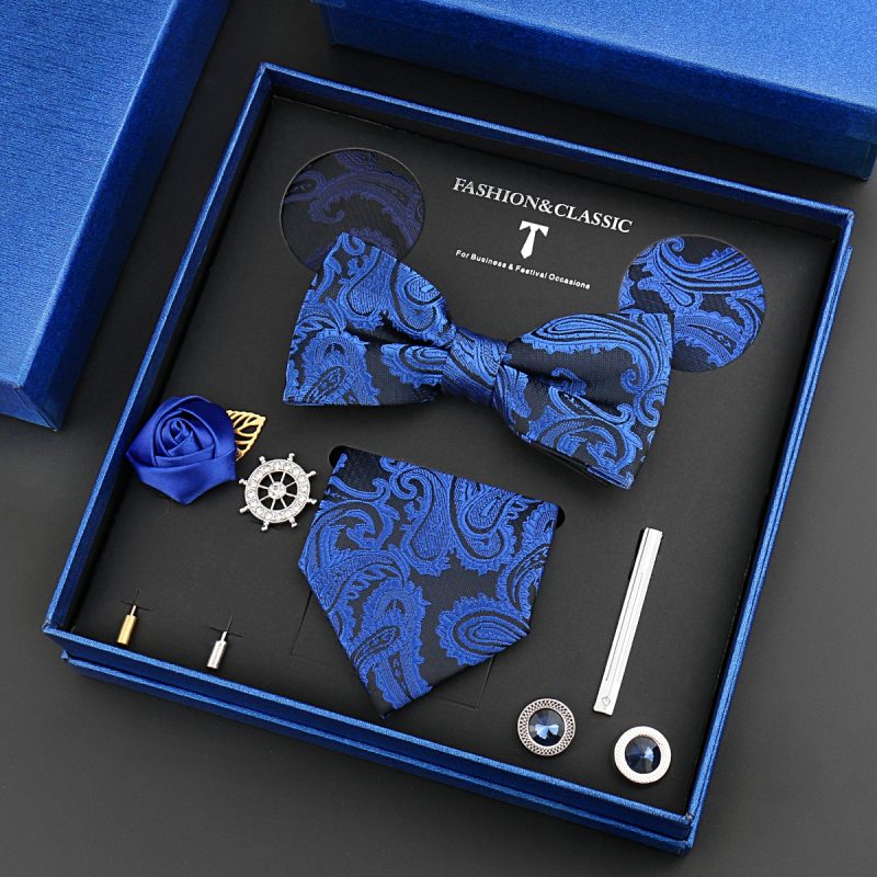 Fashion Tie Set Box 55 Style Luxury Neckties Brooch Tieclip Bow Ties For Men 8 Pcs Set Gifts Wedding Business Suit Accessories - Image 23