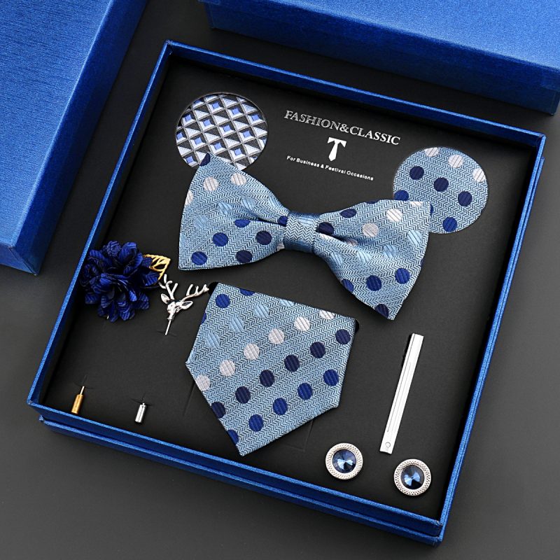Fashion Tie Set Box 55 Style Luxury Neckties Brooch Tieclip Bow Ties For Men 8 Pcs Set Gifts Wedding Business Suit Accessories - Image 24