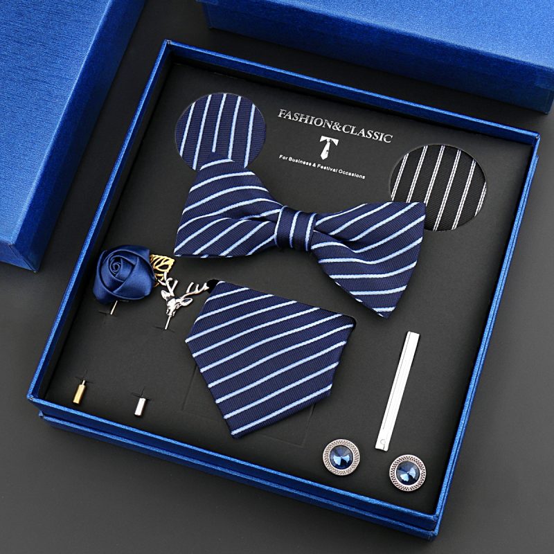 Fashion Tie Set Box 55 Style Luxury Neckties Brooch Tieclip Bow Ties For Men 8 Pcs Set Gifts Wedding Business Suit Accessories - Image 25