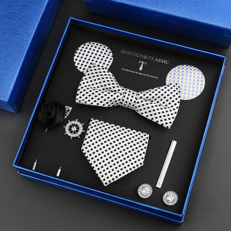 Fashion Tie Set Box 55 Style Luxury Neckties Brooch Tieclip Bow Ties For Men 8 Pcs Set Gifts Wedding Business Suit Accessories - Image 26