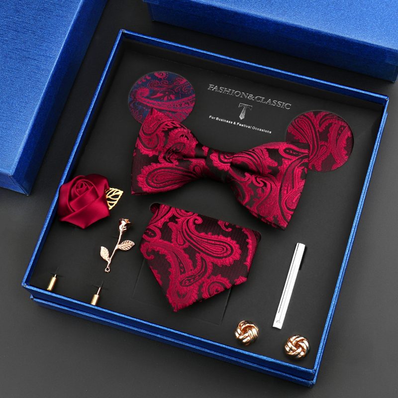 Fashion Tie Set Box 55 Style Luxury Neckties Brooch Tieclip Bow Ties For Men 8 Pcs Set Gifts Wedding Business Suit Accessories - Image 27