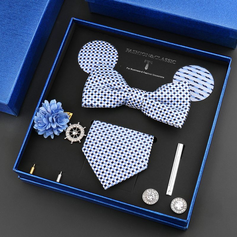 Fashion Tie Set Box 55 Style Luxury Neckties Brooch Tieclip Bow Ties For Men 8 Pcs Set Gifts Wedding Business Suit Accessories - Image 28
