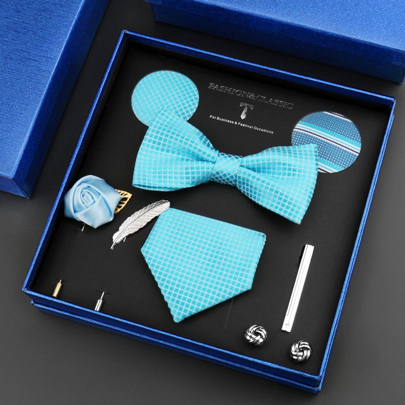 Fashion Tie Set Box 55 Style Luxury Neckties Brooch Tieclip Bow Ties For Men 8 Pcs Set Gifts Wedding Business Suit Accessories - Image 29