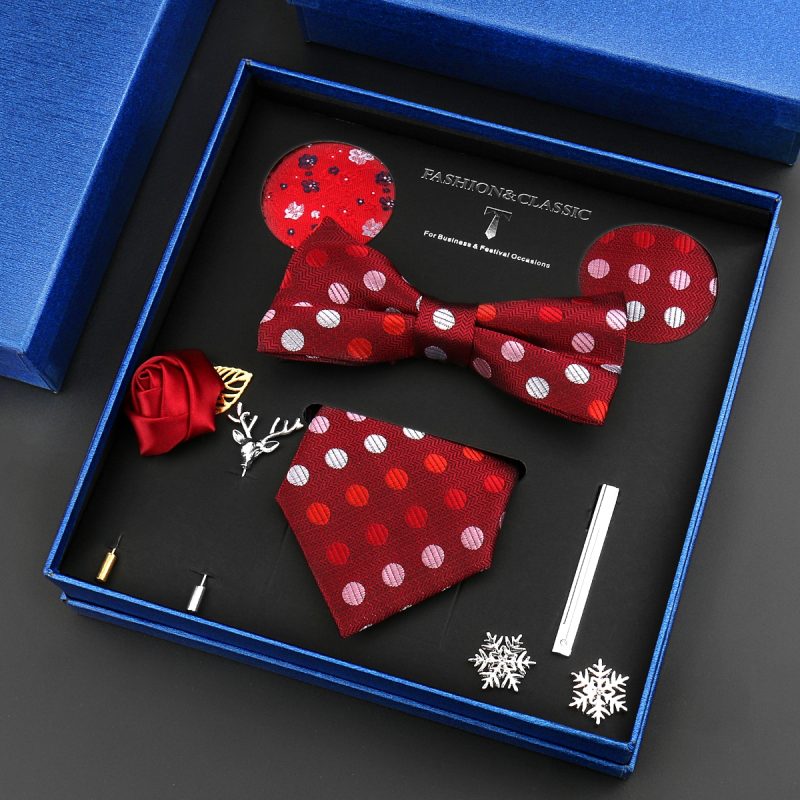 Fashion Tie Set Box 55 Style Luxury Neckties Brooch Tieclip Bow Ties For Men 8 Pcs Set Gifts Wedding Business Suit Accessories - Image 30