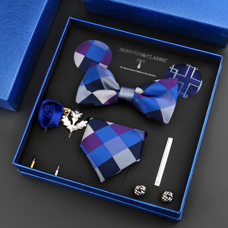 Fashion Tie Set Box 55 Style Luxury Neckties Brooch Tieclip Bow Ties For Men 8 Pcs Set Gifts Wedding Business Suit Accessories - Image 32