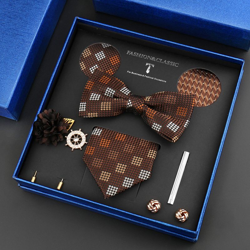 Fashion Tie Set Box 55 Style Luxury Neckties Brooch Tieclip Bow Ties For Men 8 Pcs Set Gifts Wedding Business Suit Accessories - Image 33