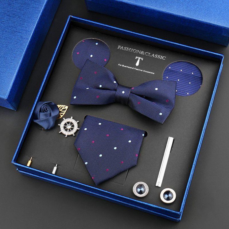 Fashion Tie Set Box 55 Style Luxury Neckties Brooch Tieclip Bow Ties For Men 8 Pcs Set Gifts Wedding Business Suit Accessories - Image 34