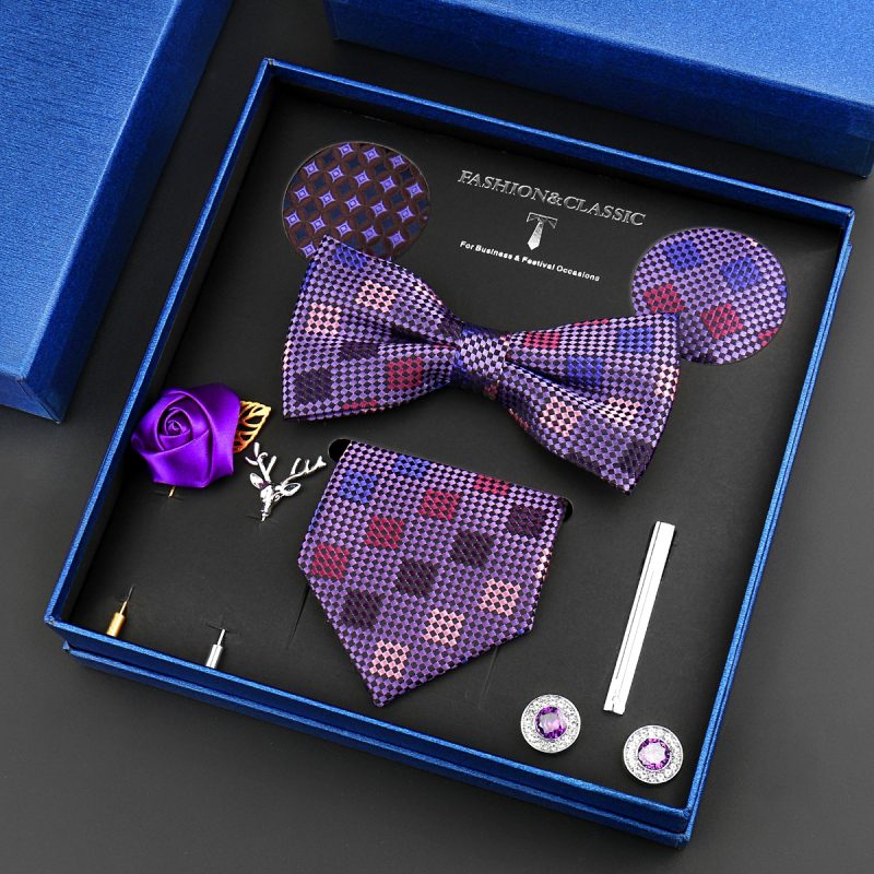 Fashion Tie Set Box 55 Style Luxury Neckties Brooch Tieclip Bow Ties For Men 8 Pcs Set Gifts Wedding Business Suit Accessories - Image 35