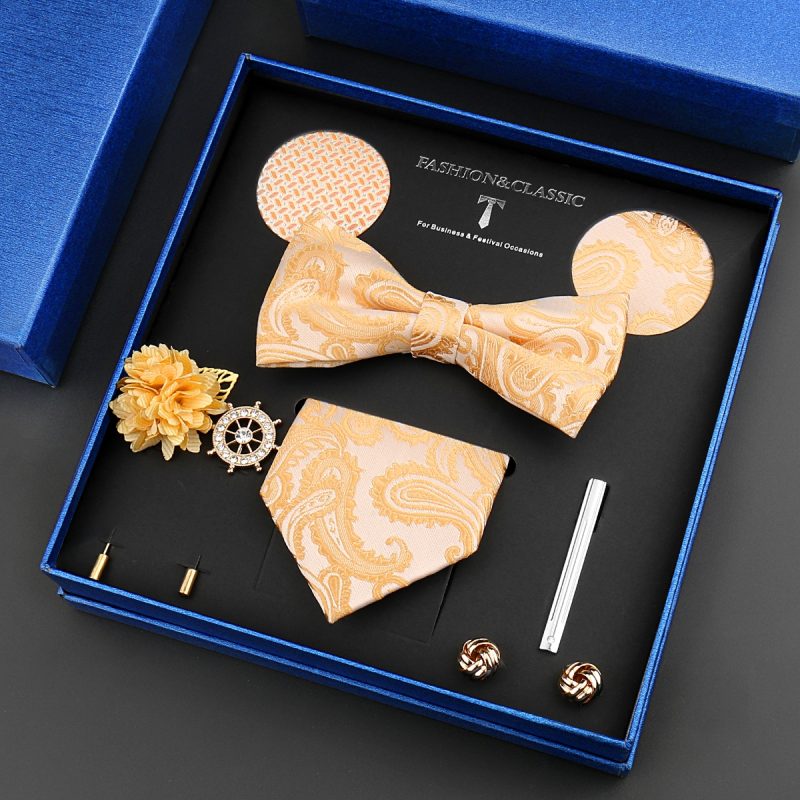 Fashion Tie Set Box 55 Style Luxury Neckties Brooch Tieclip Bow Ties For Men 8 Pcs Set Gifts Wedding Business Suit Accessories - Image 37