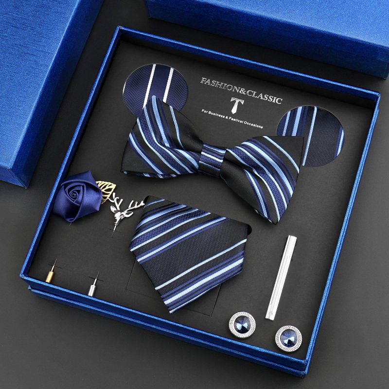 Fashion Tie Set Box 55 Style Luxury Neckties Brooch Tieclip Bow Ties For Men 8 Pcs Set Gifts Wedding Business Suit Accessories - Image 38