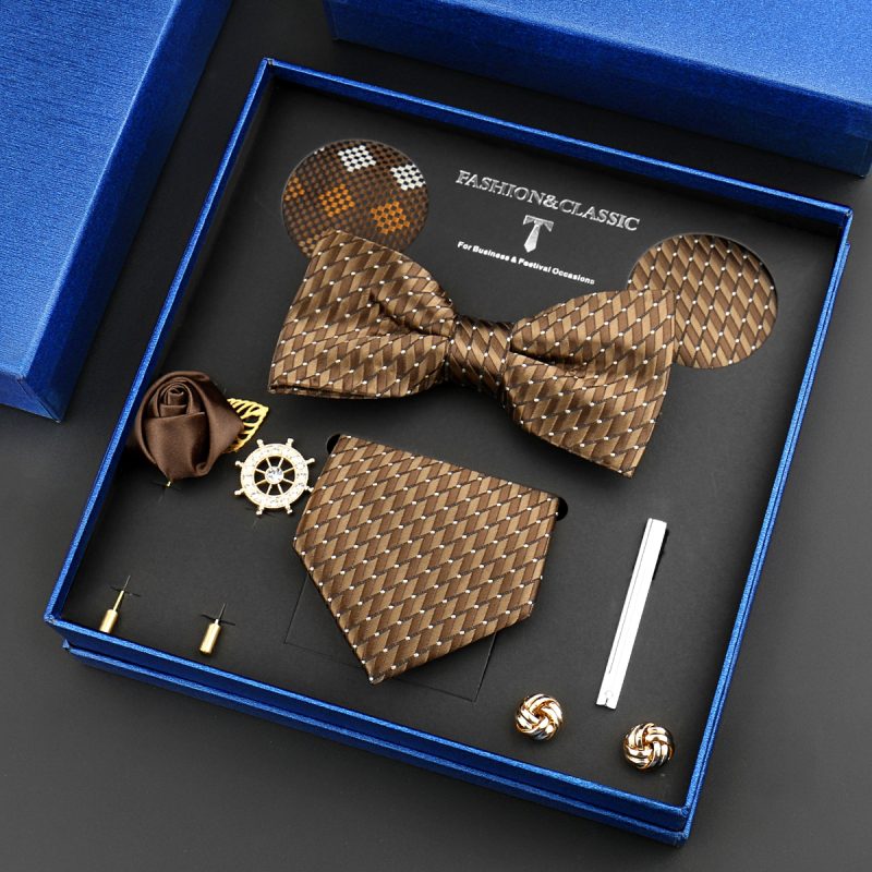 Fashion Tie Set Box 55 Style Luxury Neckties Brooch Tieclip Bow Ties For Men 8 Pcs Set Gifts Wedding Business Suit Accessories - Image 39