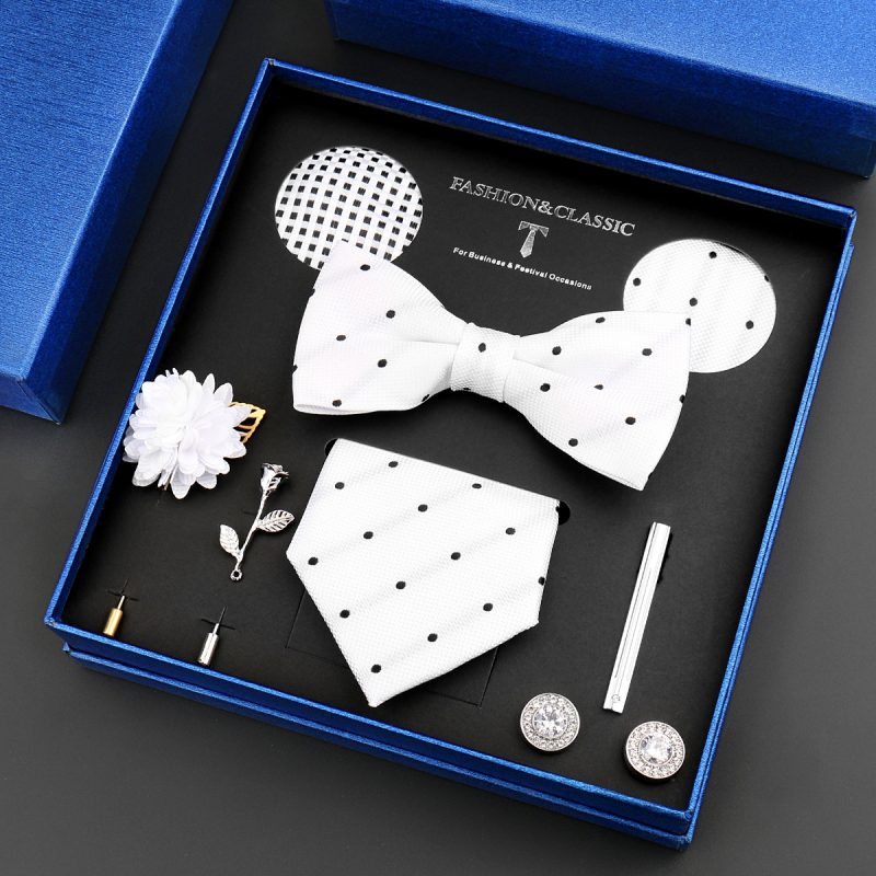 Fashion Tie Set Box 55 Style Luxury Neckties Brooch Tieclip Bow Ties For Men 8 Pcs Set Gifts Wedding Business Suit Accessories - Image 40