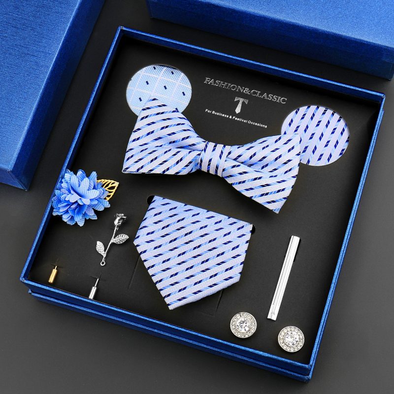Fashion Tie Set Box 55 Style Luxury Neckties Brooch Tieclip Bow Ties For Men 8 Pcs Set Gifts Wedding Business Suit Accessories - Image 41