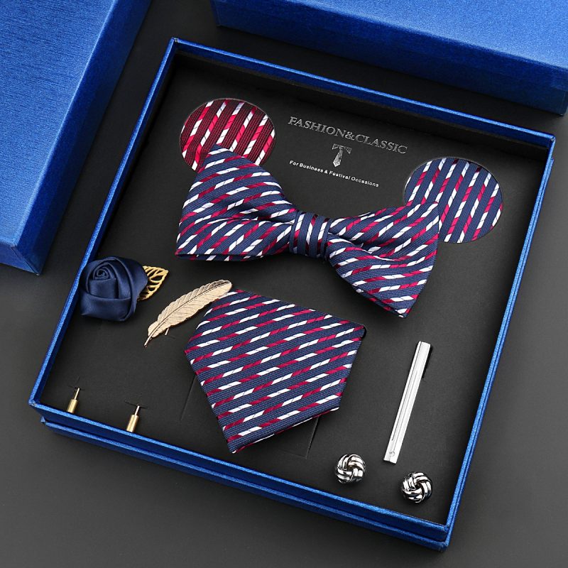 Fashion Tie Set Box 55 Style Luxury Neckties Brooch Tieclip Bow Ties For Men 8 Pcs Set Gifts Wedding Business Suit Accessories - Image 42