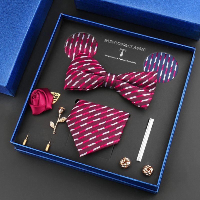 Fashion Tie Set Box 55 Style Luxury Neckties Brooch Tieclip Bow Ties For Men 8 Pcs Set Gifts Wedding Business Suit Accessories - Image 44