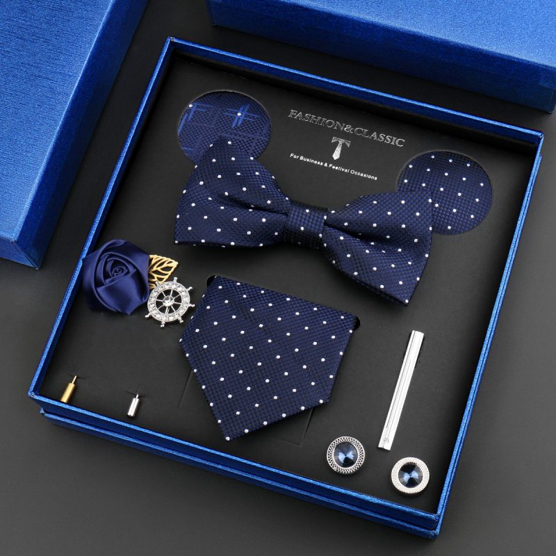 Fashion Tie Set Box 55 Style Luxury Neckties Brooch Tieclip Bow Ties For Men 8 Pcs Set Gifts Wedding Business Suit Accessories - Image 45