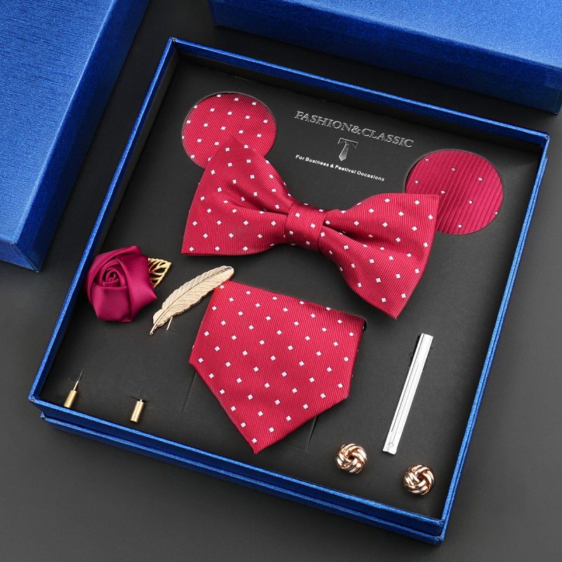 Fashion Tie Set Box 55 Style Luxury Neckties Brooch Tieclip Bow Ties For Men 8 Pcs Set Gifts Wedding Business Suit Accessories - Image 46