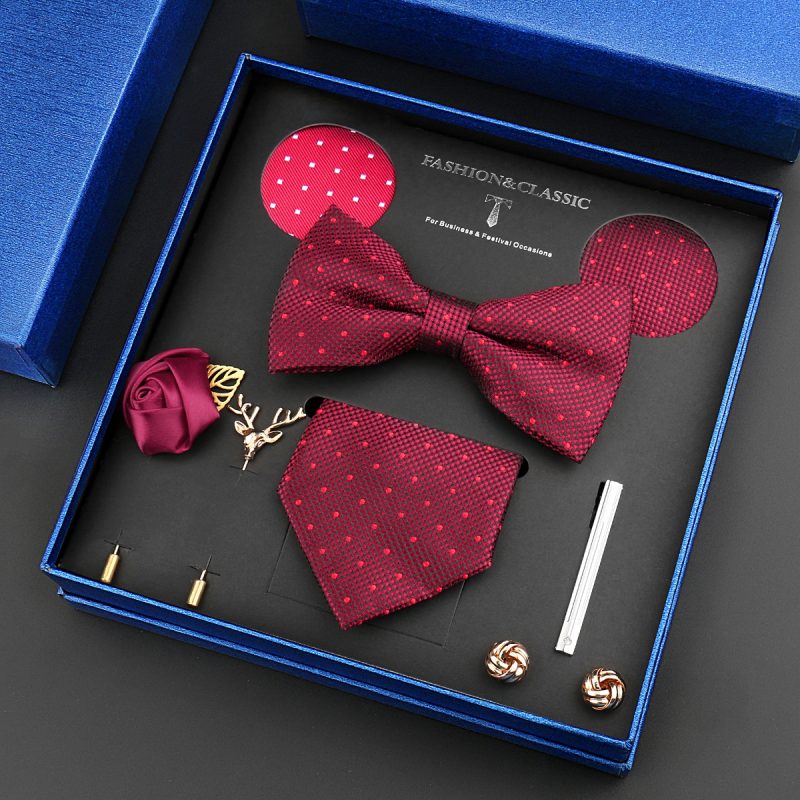 Fashion Tie Set Box 55 Style Luxury Neckties Brooch Tieclip Bow Ties For Men 8 Pcs Set Gifts Wedding Business Suit Accessories - Image 47