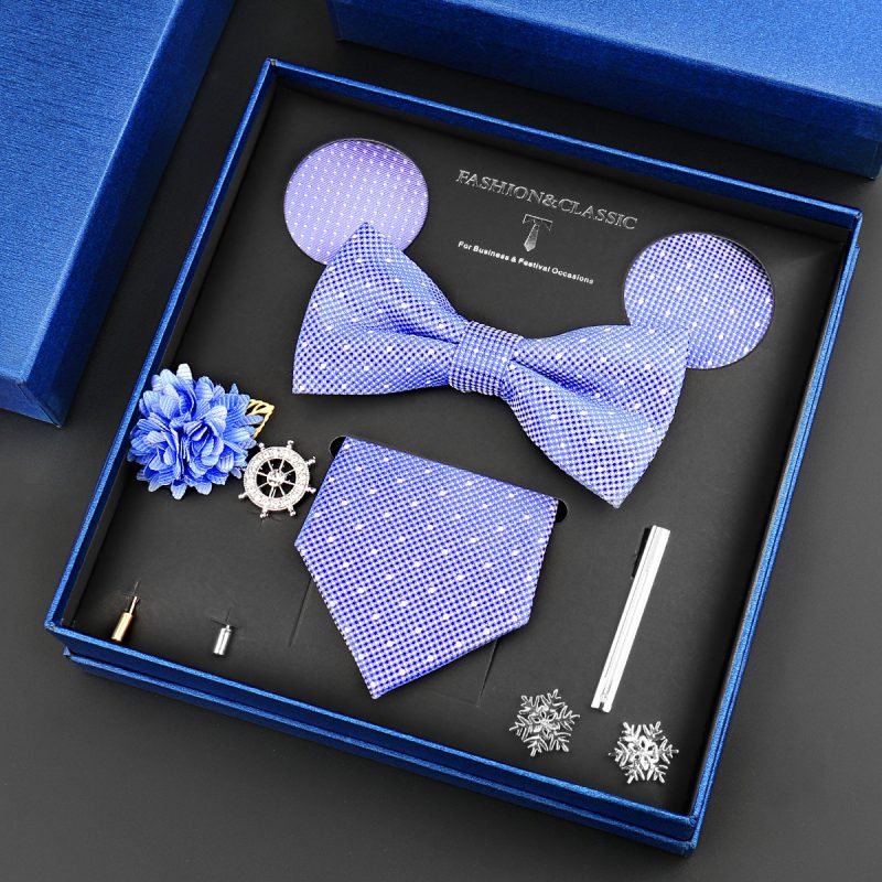 Fashion Tie Set Box 55 Style Luxury Neckties Brooch Tieclip Bow Ties For Men 8 Pcs Set Gifts Wedding Business Suit Accessories - Image 48