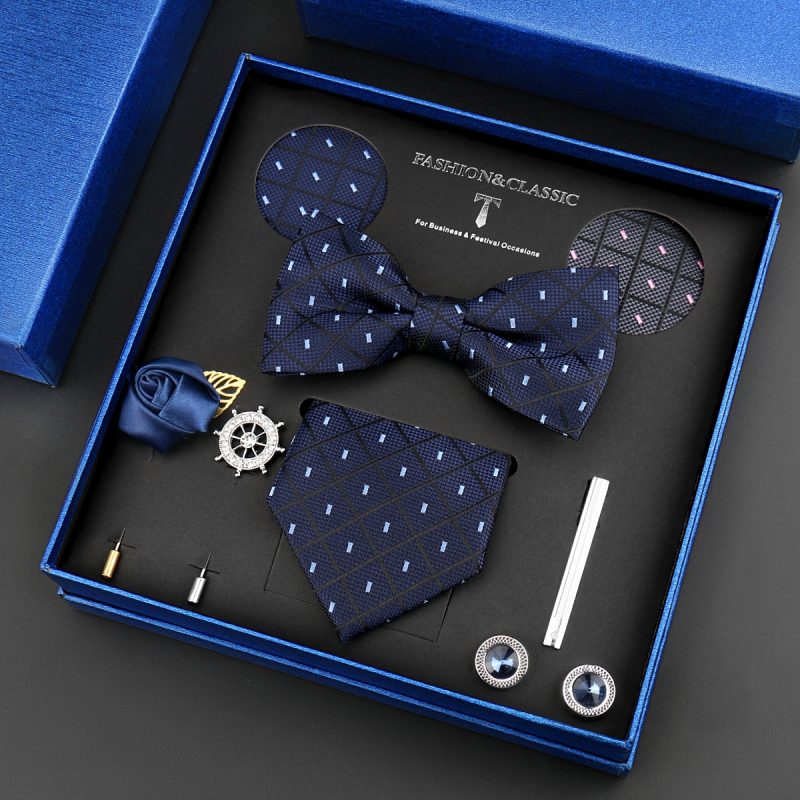 Fashion Tie Set Box 55 Style Luxury Neckties Brooch Tieclip Bow Ties For Men 8 Pcs Set Gifts Wedding Business Suit Accessories - Image 49
