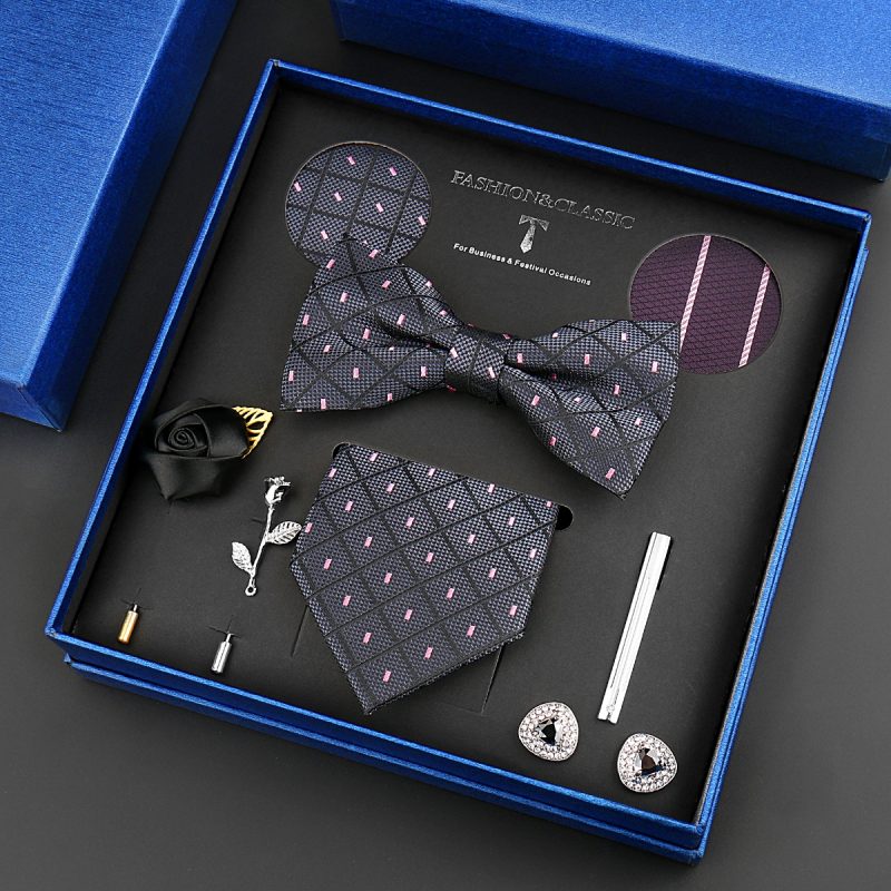 Fashion Tie Set Box 55 Style Luxury Neckties Brooch Tieclip Bow Ties For Men 8 Pcs Set Gifts Wedding Business Suit Accessories - Image 50