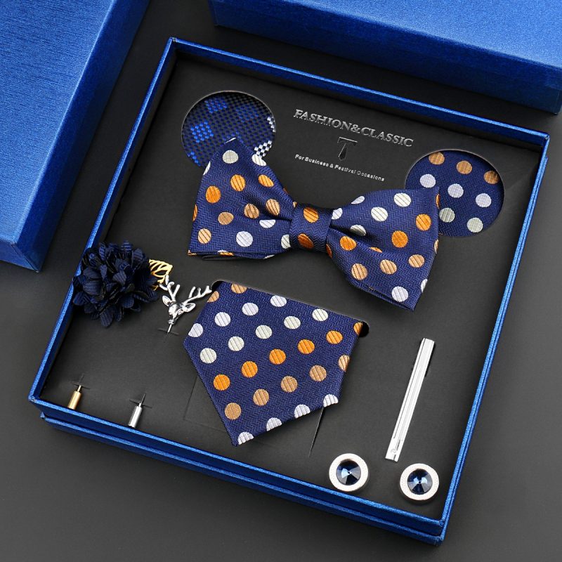 Fashion Tie Set Box 55 Style Luxury Neckties Brooch Tieclip Bow Ties For Men 8 Pcs Set Gifts Wedding Business Suit Accessories - Image 51