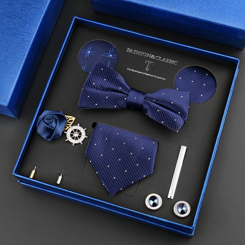 Fashion Tie Set Box 55 Style Luxury Neckties Brooch Tieclip Bow Ties For Men 8 Pcs Set Gifts Wedding Business Suit Accessories - Image 52