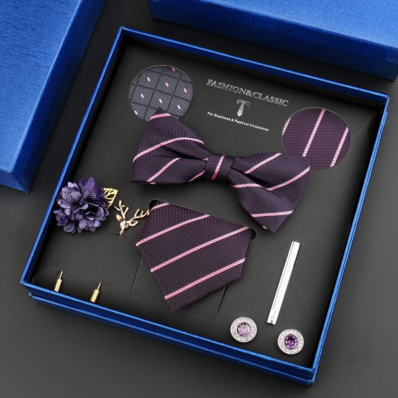 Fashion Tie Set Box 55 Style Luxury Neckties Brooch Tieclip Bow Ties For Men 8 Pcs Set Gifts Wedding Business Suit Accessories - Image 54