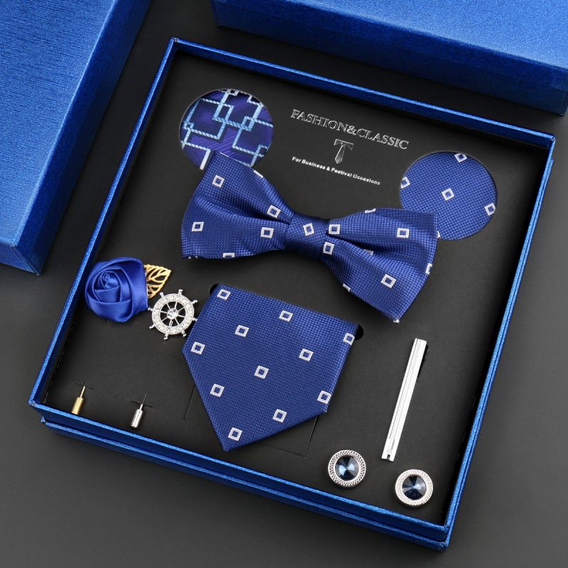 Fashion Tie Set Box 55 Style Luxury Neckties Brooch Tieclip Bow Ties For Men 8 Pcs Set Gifts Wedding Business Suit Accessories - Image 55