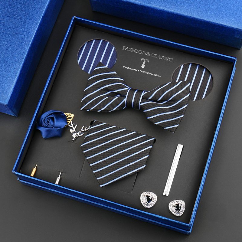 Fashion Tie Set Box 55 Style Luxury Neckties Brooch Tieclip Bow Ties For Men 8 Pcs Set Gifts Wedding Business Suit Accessories - Image 57