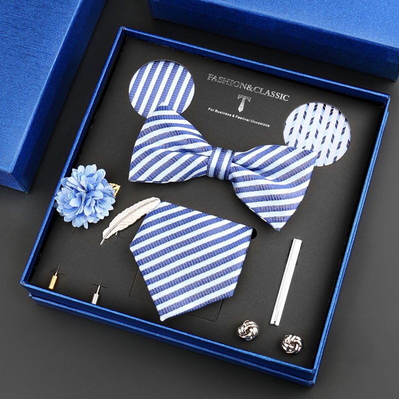 Fashion Tie Set Box 55 Style Luxury Neckties Brooch Tieclip Bow Ties For Men 8 Pcs Set Gifts Wedding Business Suit Accessories - Image 58